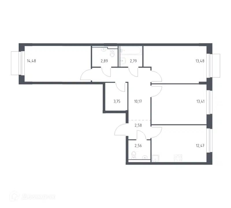 3-комнатная квартира 78.58 м² Новое Внуково
