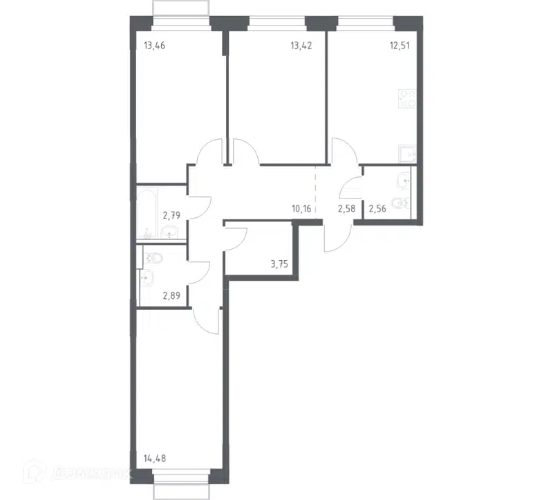 3-комнатная квартира 78.6 м² Новое Внуково