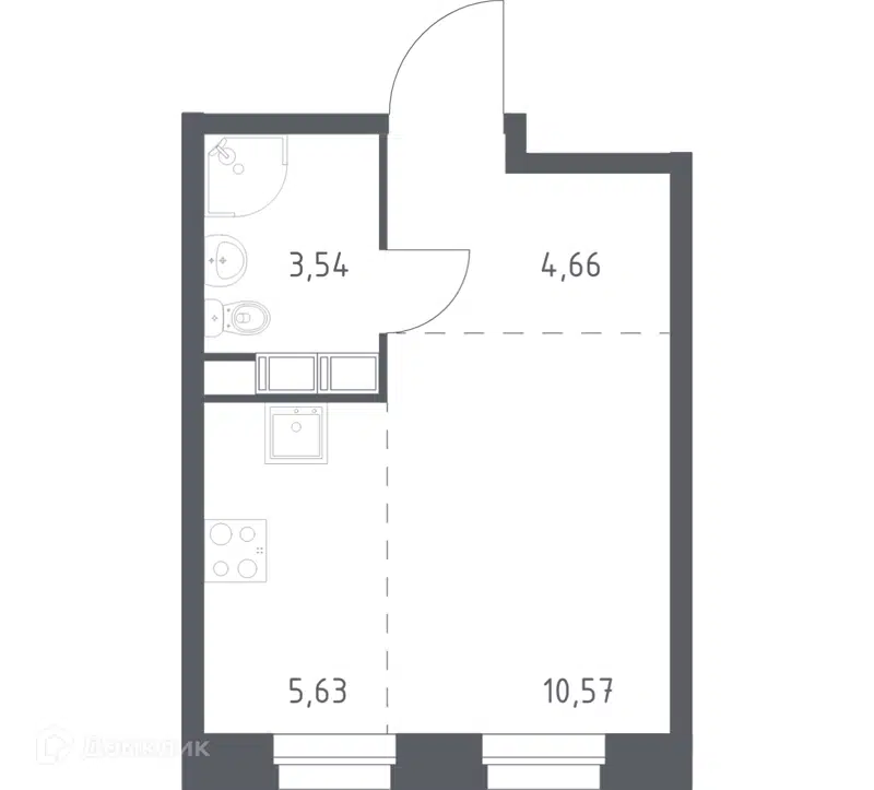 Студия 24.4 м² Эко Бунино