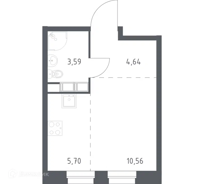 Студия 24.49 м² Эко Бунино