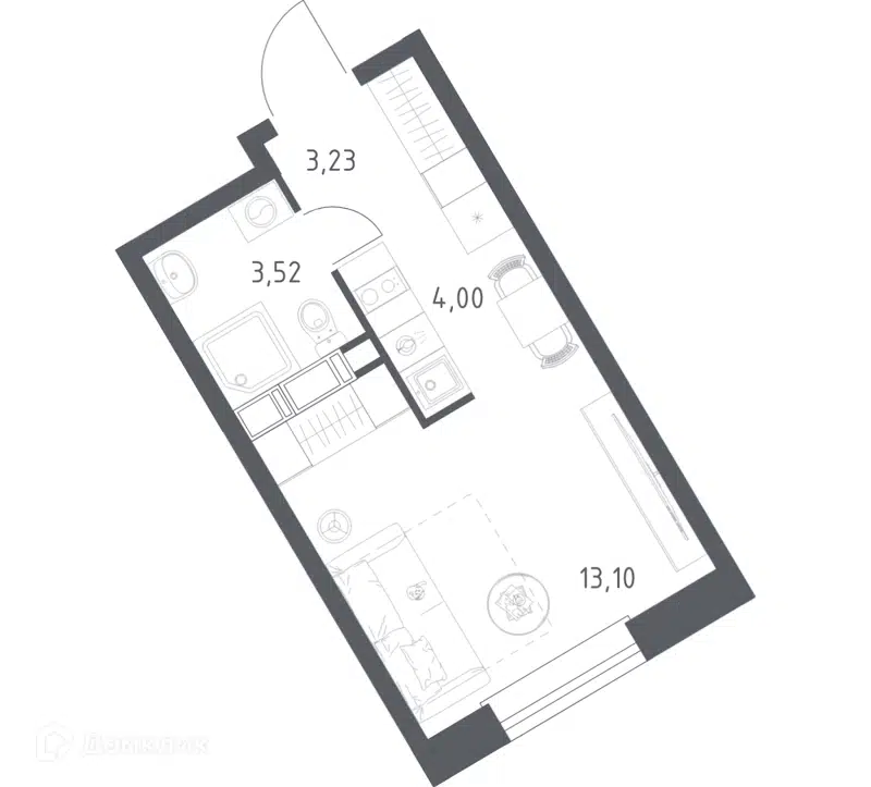 Студия 23.85 м² Эко Бунино