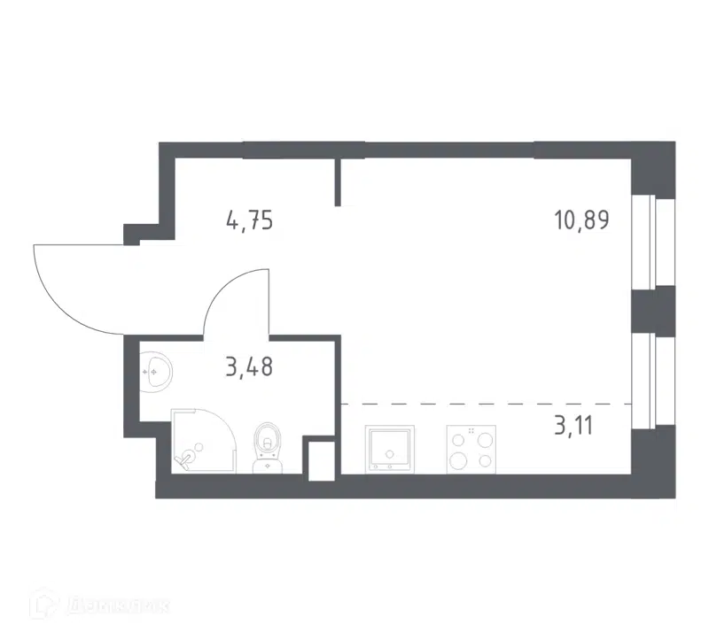 Студия 22.23 м² Эко Бунино