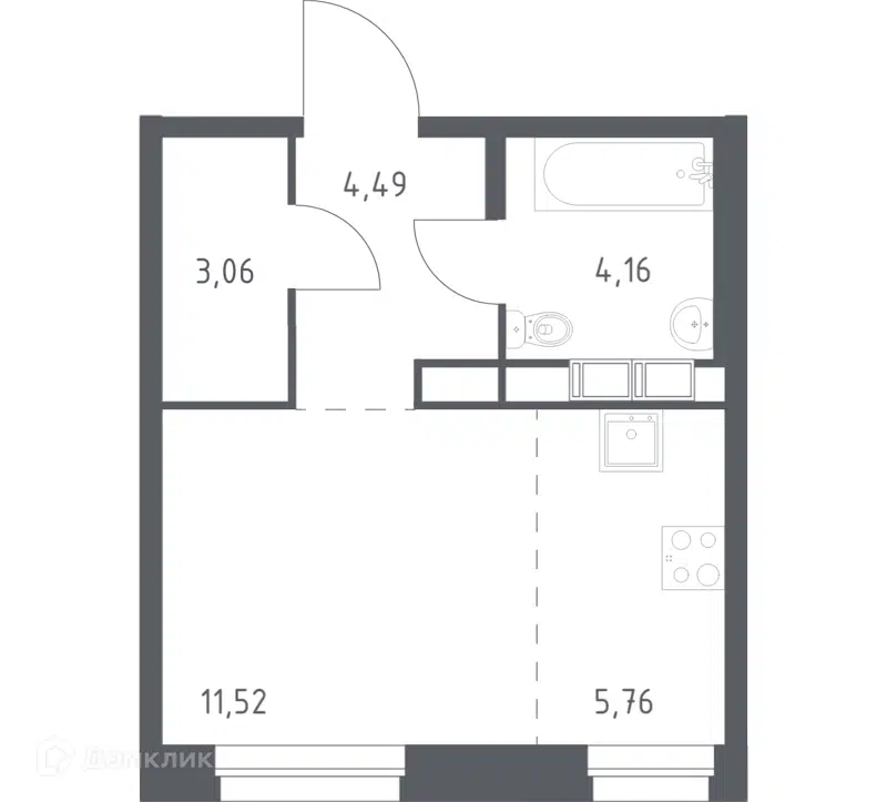 Студия 28.99 м² Эко Бунино