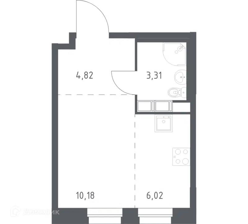 Студия 24.33 м² Эко Бунино