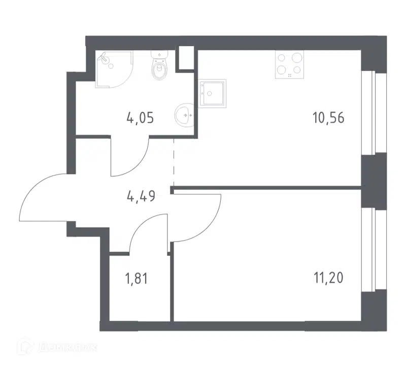 1-комнатная квартира 32.11 м² Эко Бунино