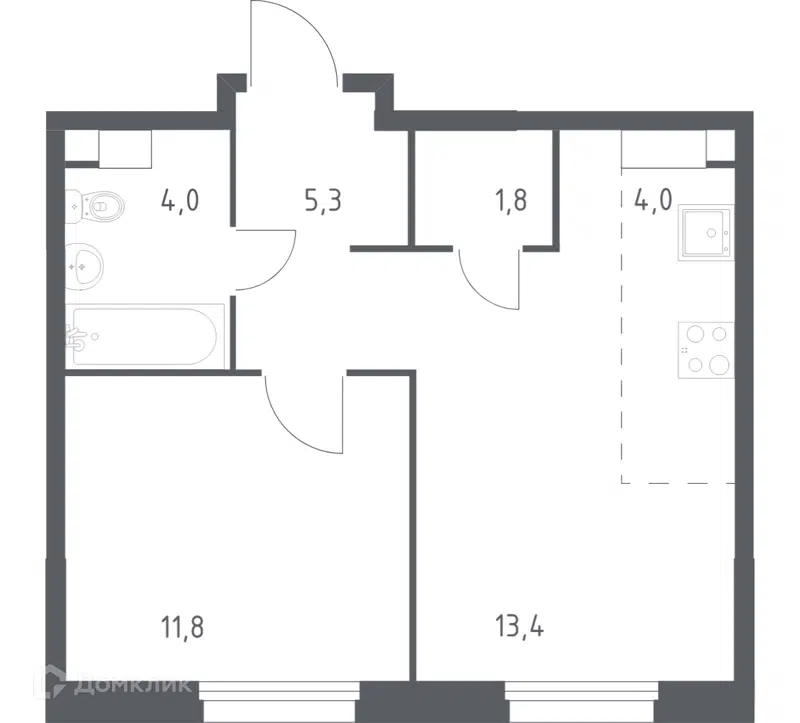 1-комнатная квартира 39.4 м² Эко Бунино