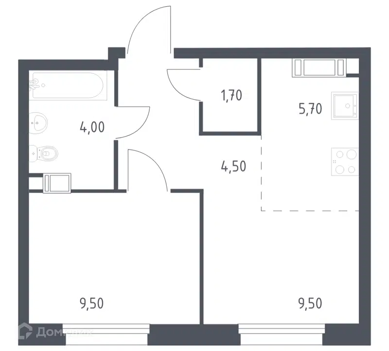 1-комнатная квартира 34.9 м² Эко Бунино