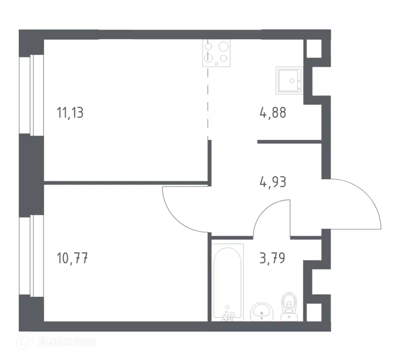 1-комнатная квартира 35.5 м² Эко Бунино