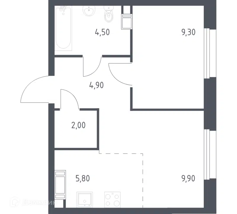 1-комнатная квартира 36.4 м² Эко Бунино