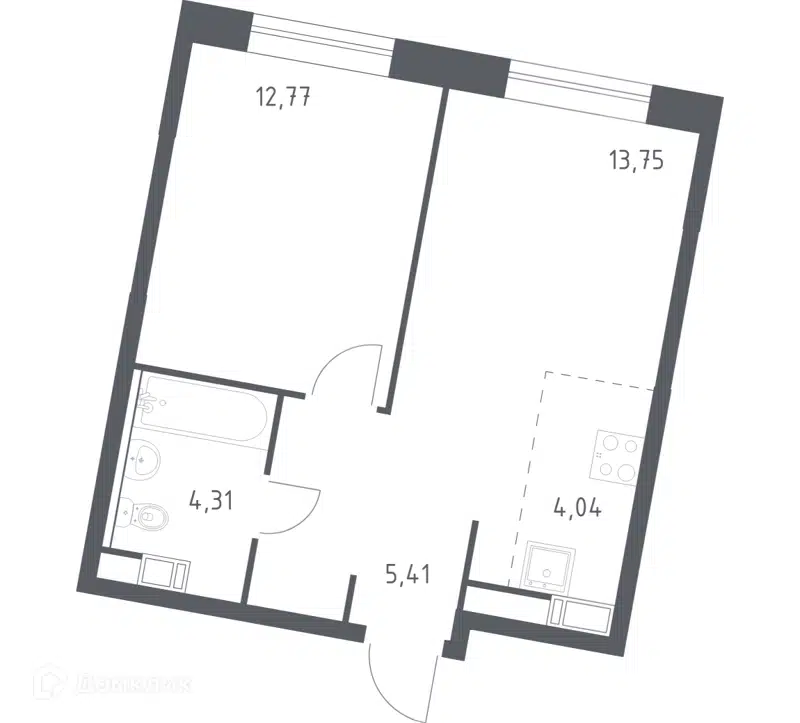 1-комнатная квартира 39.7 м² Эко Бунино