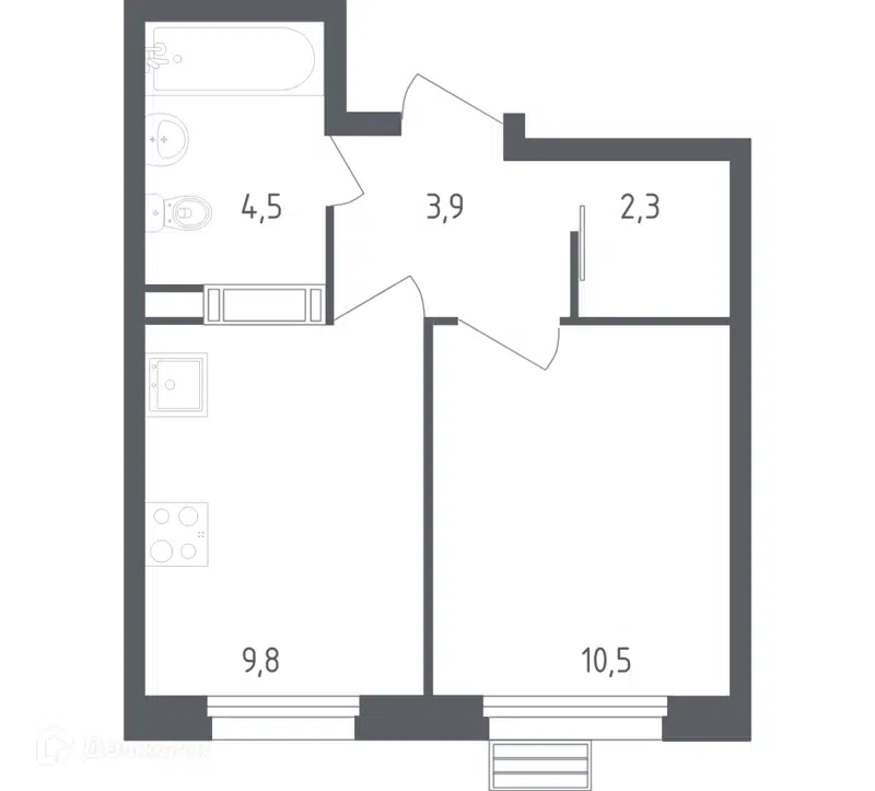 1-комнатная квартира 30.9 м² Эко Бунино