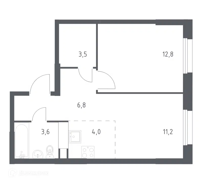 1-комнатная квартира 40.9 м² Эко Бунино