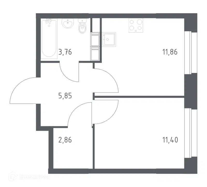1-комнатная квартира 35.73 м² Эко Бунино