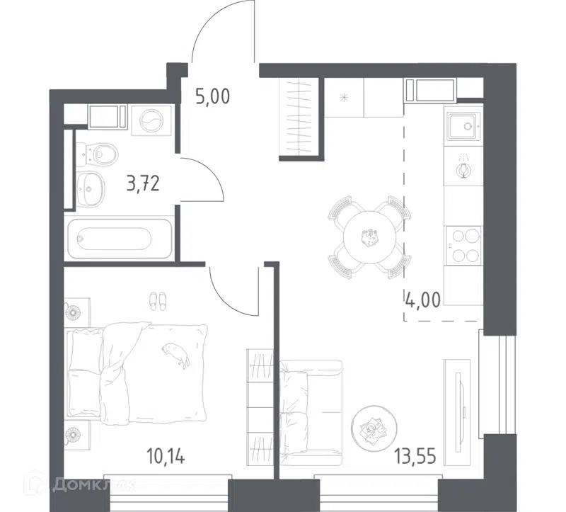 1-комнатная квартира 36.41 м² Эко Бунино