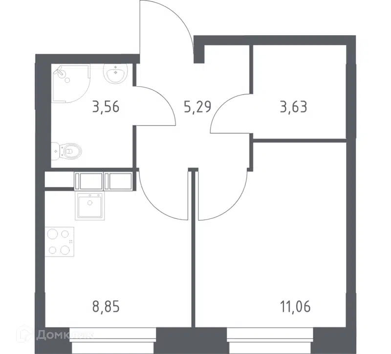 1-комнатная квартира 32.39 м² Эко Бунино
