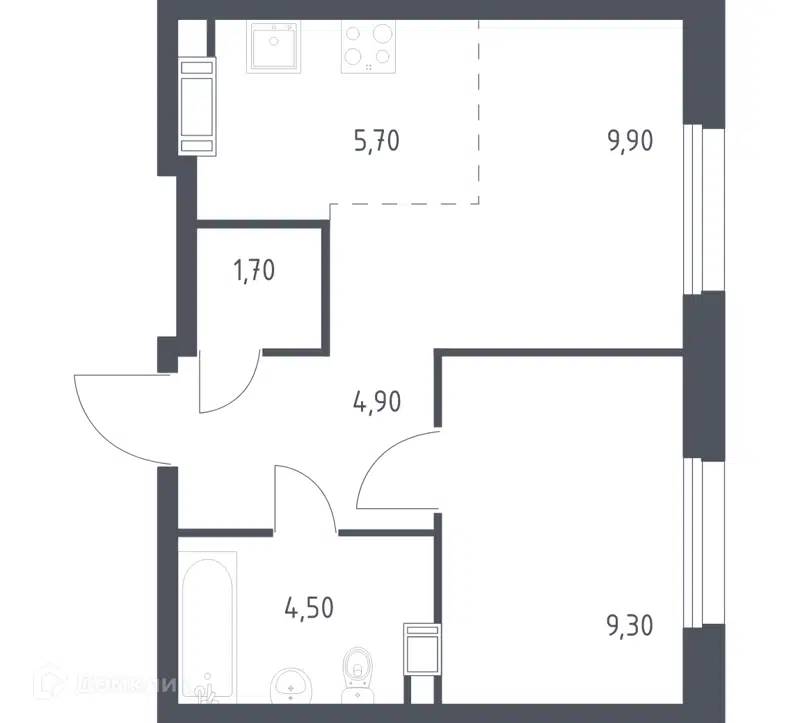 1-комнатная квартира 36 м² Эко Бунино