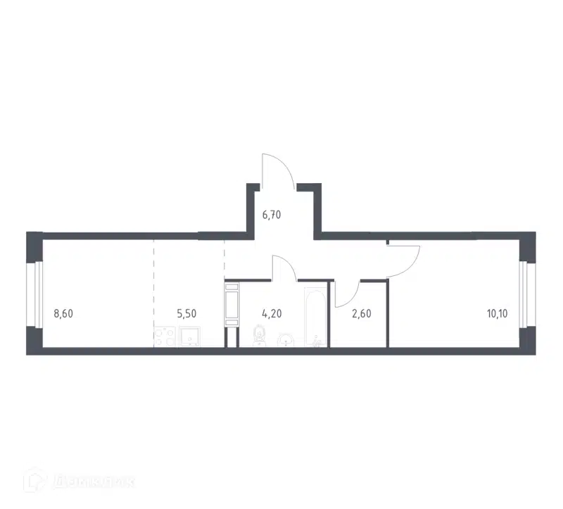 1-комнатная квартира 37.7 м² Эко Бунино