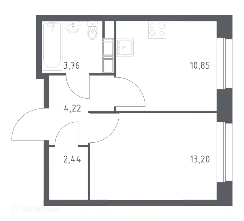 1-комнатная квартира 34.47 м² Эко Бунино