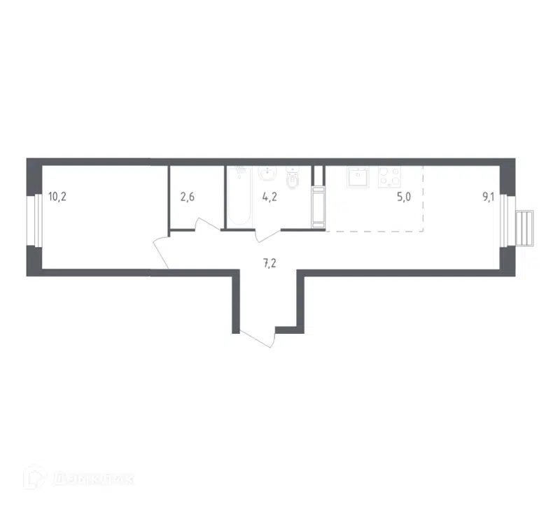 1-комнатная квартира 38.2 м² Эко Бунино