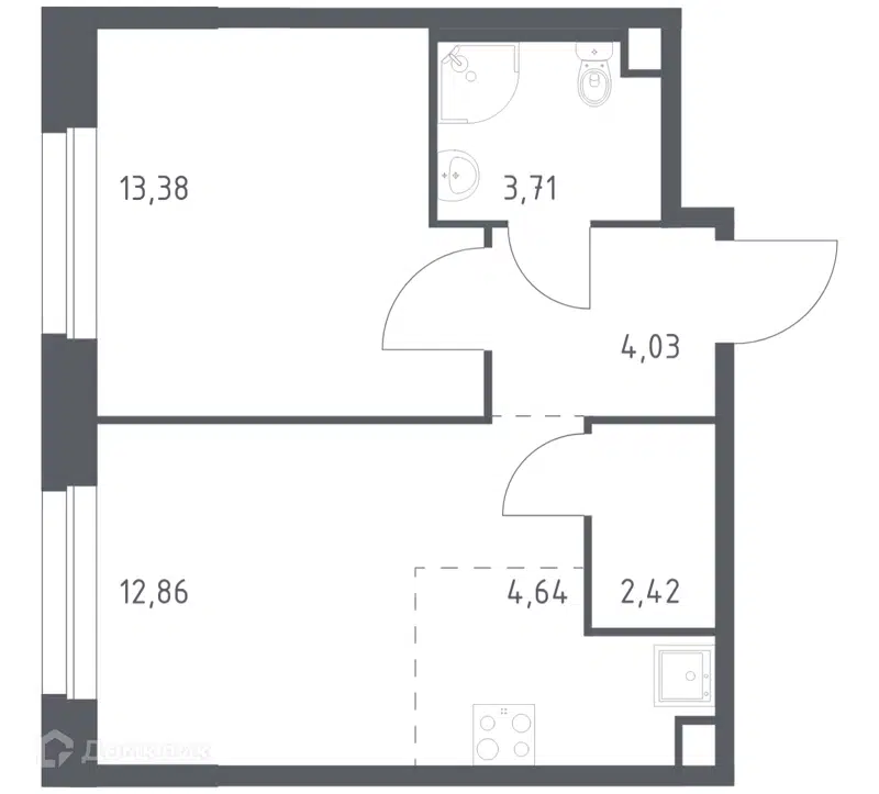 1-комнатная квартира 41.04 м² Эко Бунино