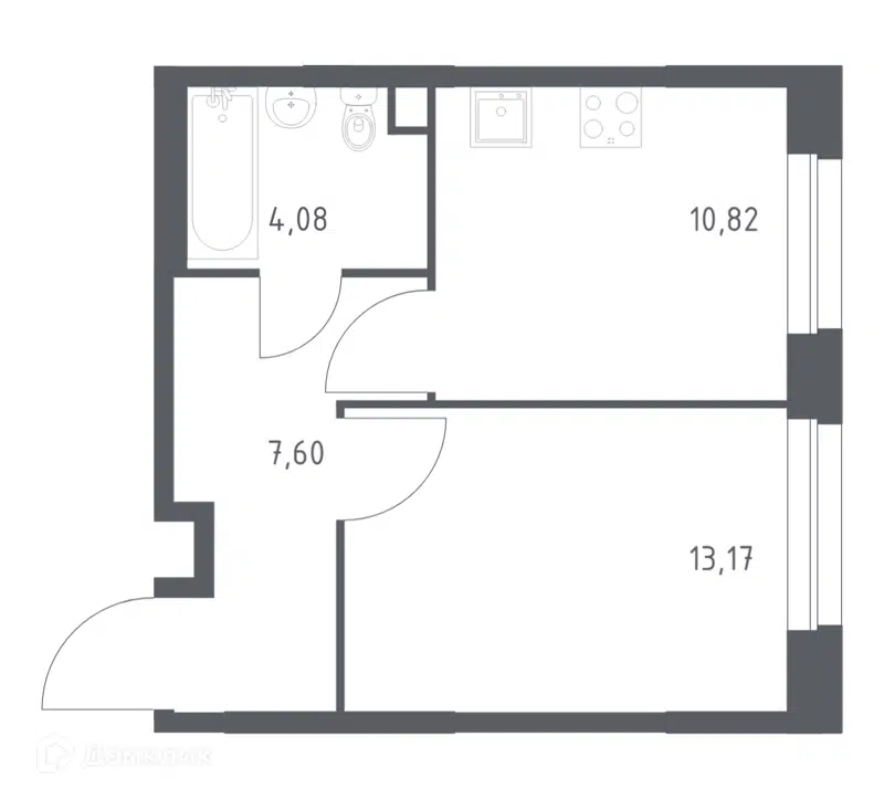 1-комнатная квартира 35.67 м² Эко Бунино