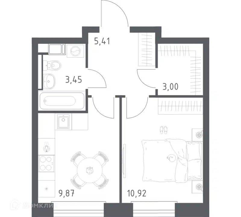 1-комнатная квартира 32.65 м² Эко Бунино