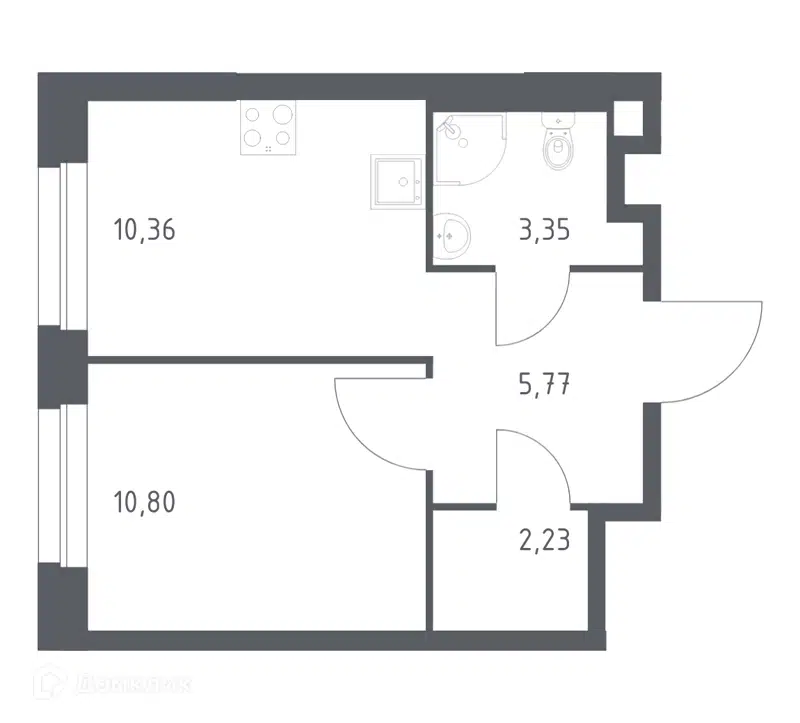 1-комнатная квартира 32.51 м² Эко Бунино