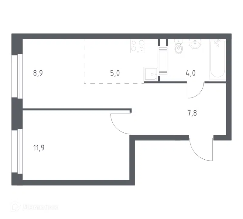 1-комнатная квартира 37.7 м² Эко Бунино