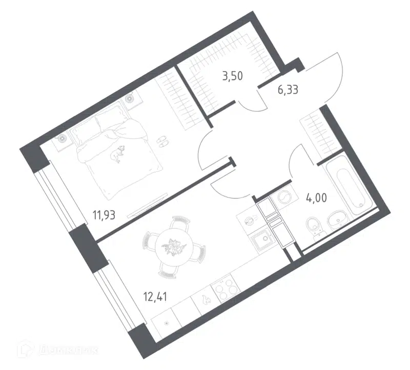 1-комнатная квартира 38.17 м² Эко Бунино