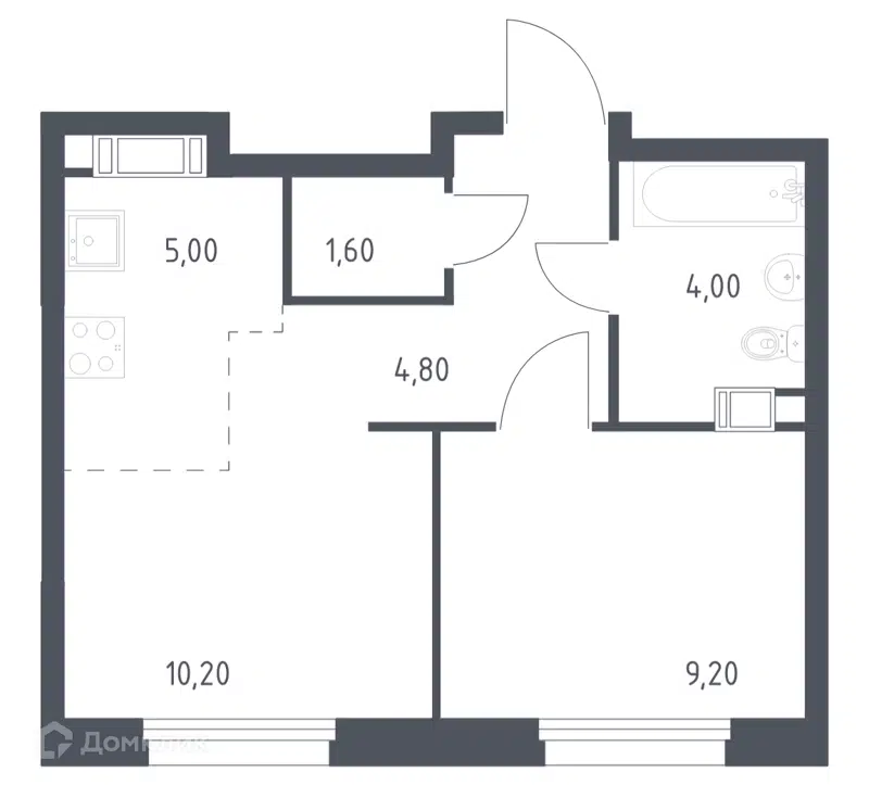 1-комнатная квартира 34.8 м² Эко Бунино