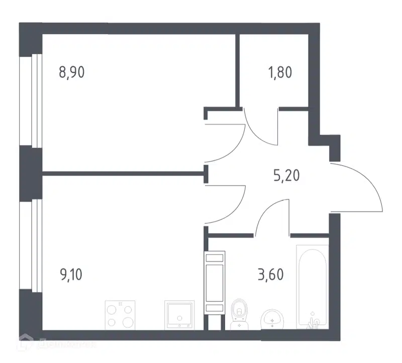 1-комнатная квартира 28.6 м² Эко Бунино