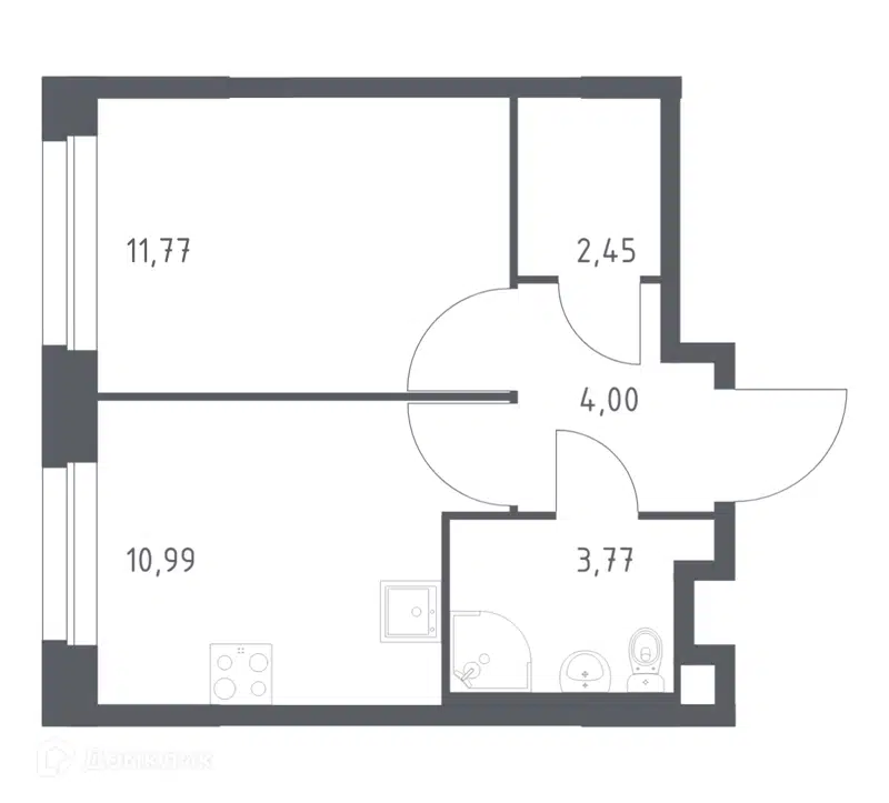 1-комнатная квартира 32.98 м² Эко Бунино