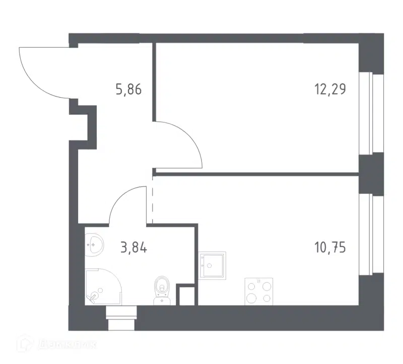 1-комнатная квартира 32.74 м² Эко Бунино