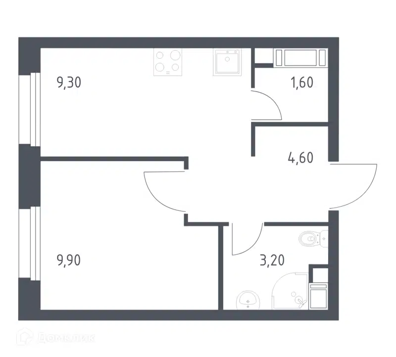 1-комнатная квартира 28.7 м² Эко Бунино