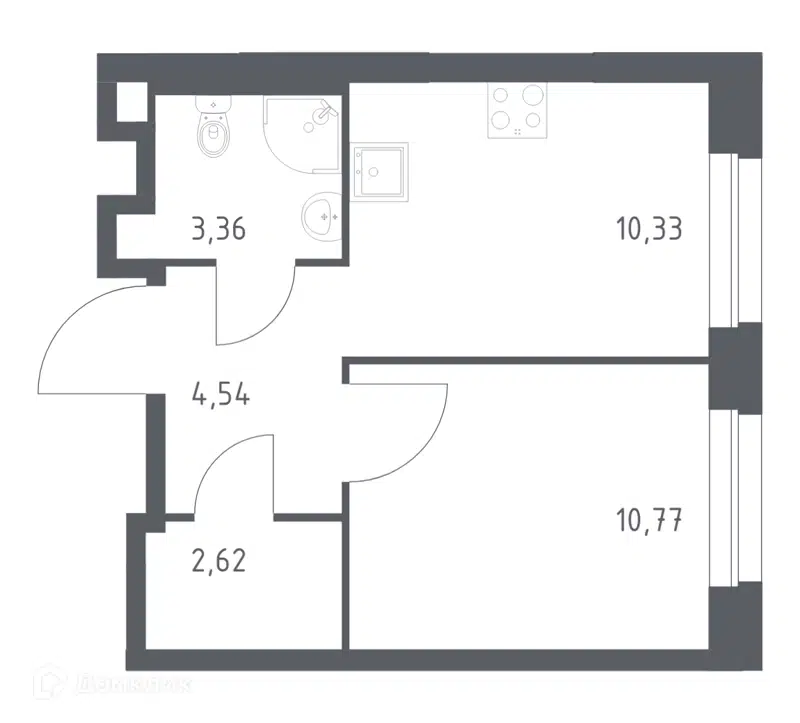 1-комнатная квартира 31.62 м² Эко Бунино