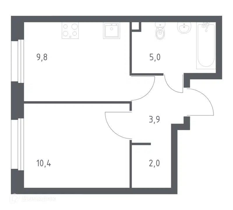 1-комнатная квартира 31.3 м² Эко Бунино