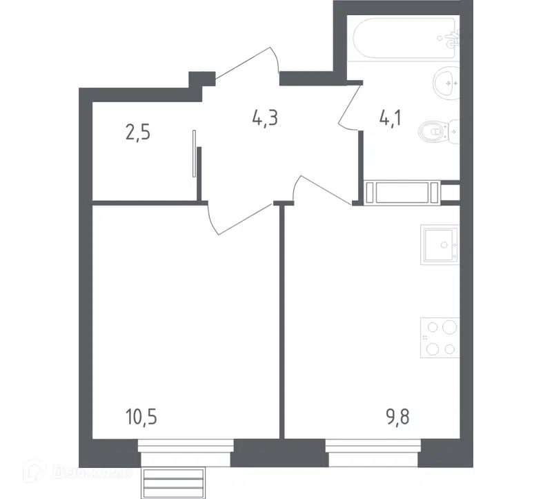 1-комнатная квартира 31.1 м² Эко Бунино