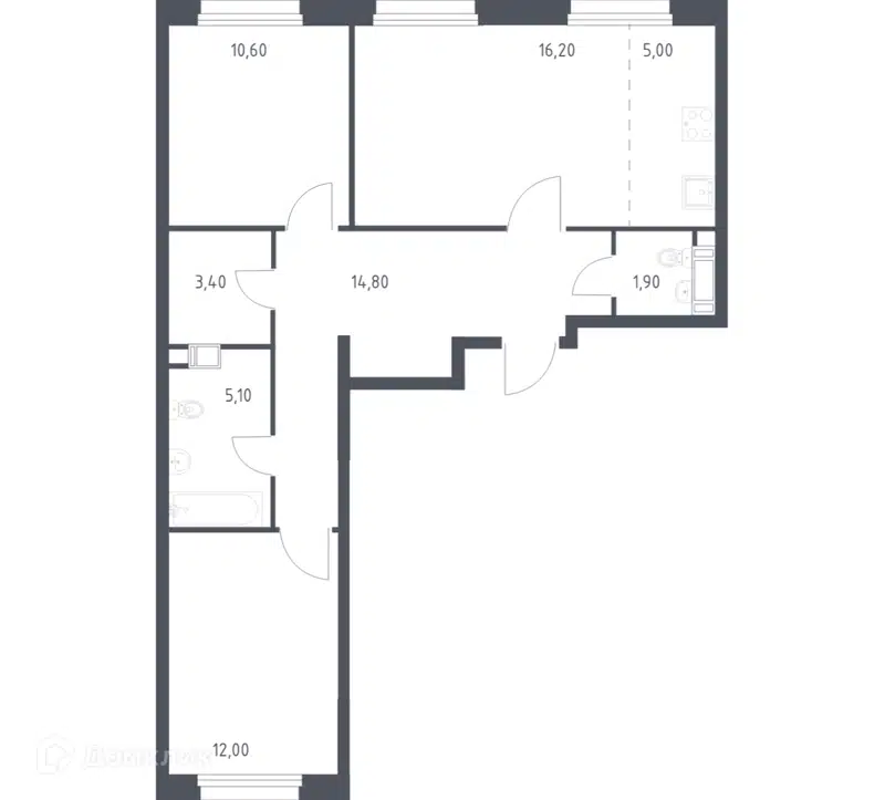 2-комнатная квартира 67.2 м² Эко Бунино