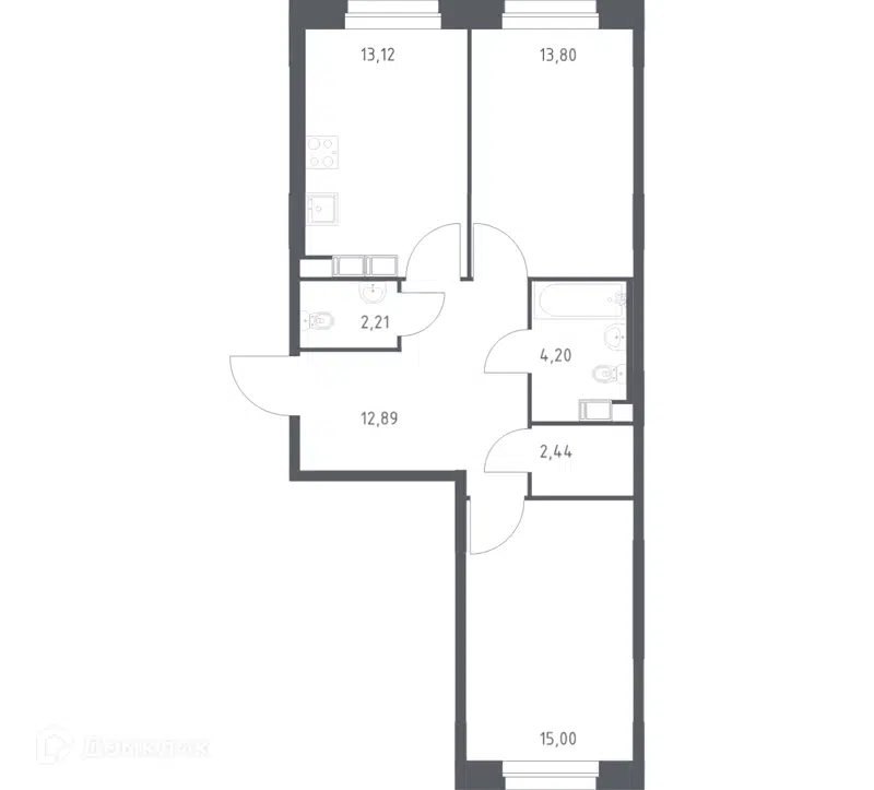 2-комнатная квартира 63.66 м² Эко Бунино