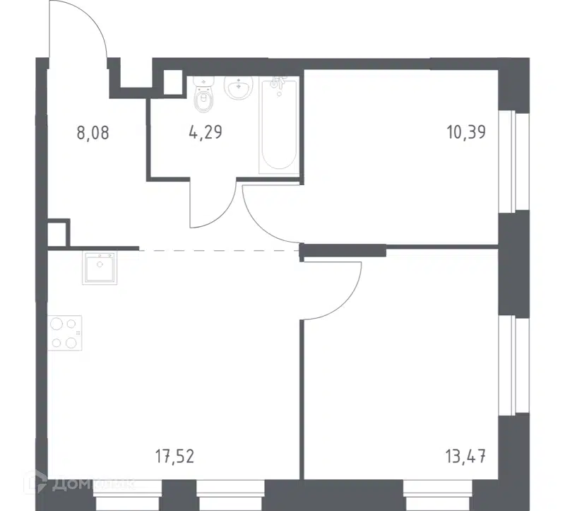 2-комнатная квартира 53.75 м² Эко Бунино