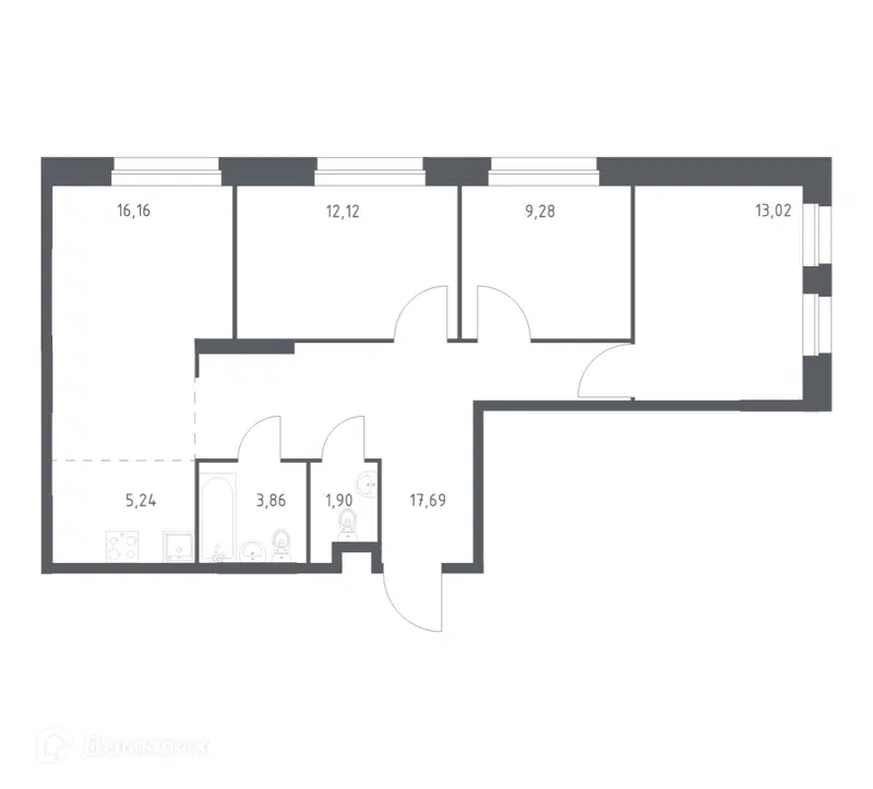 2-комнатная квартира 79.27 м² Эко Бунино