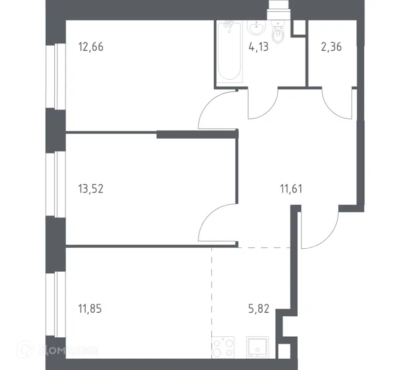 2-комнатная квартира 61.95 м² Эко Бунино