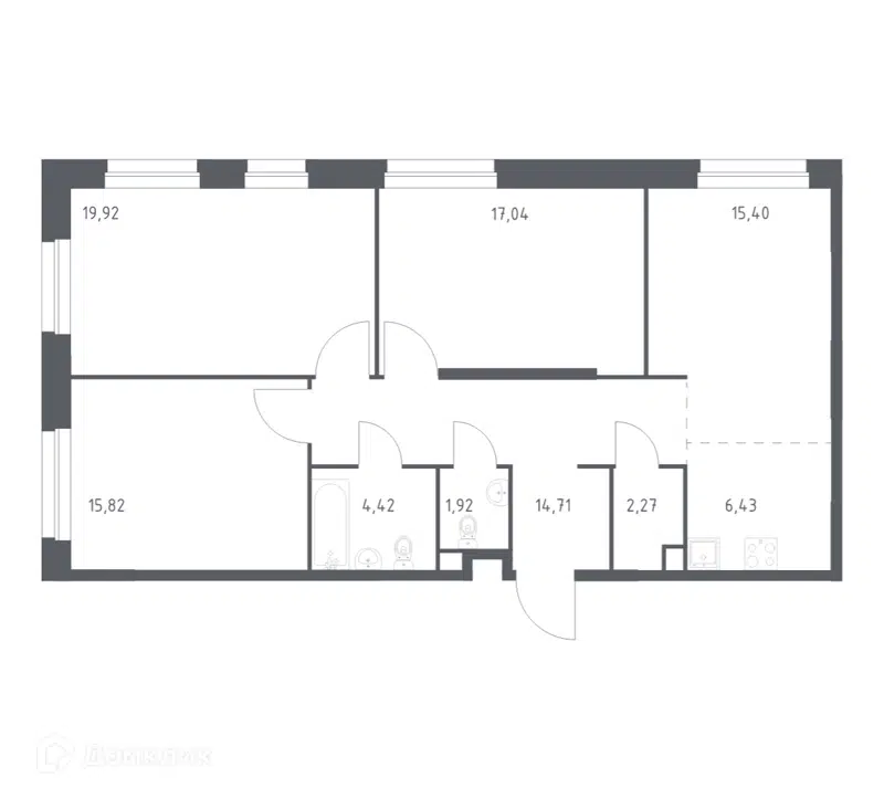 3-комнатная квартира 97.93 м² Эко Бунино