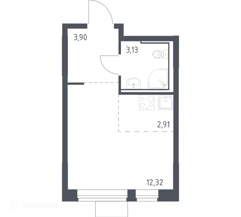 Студия 22.26 м² Молжаниново