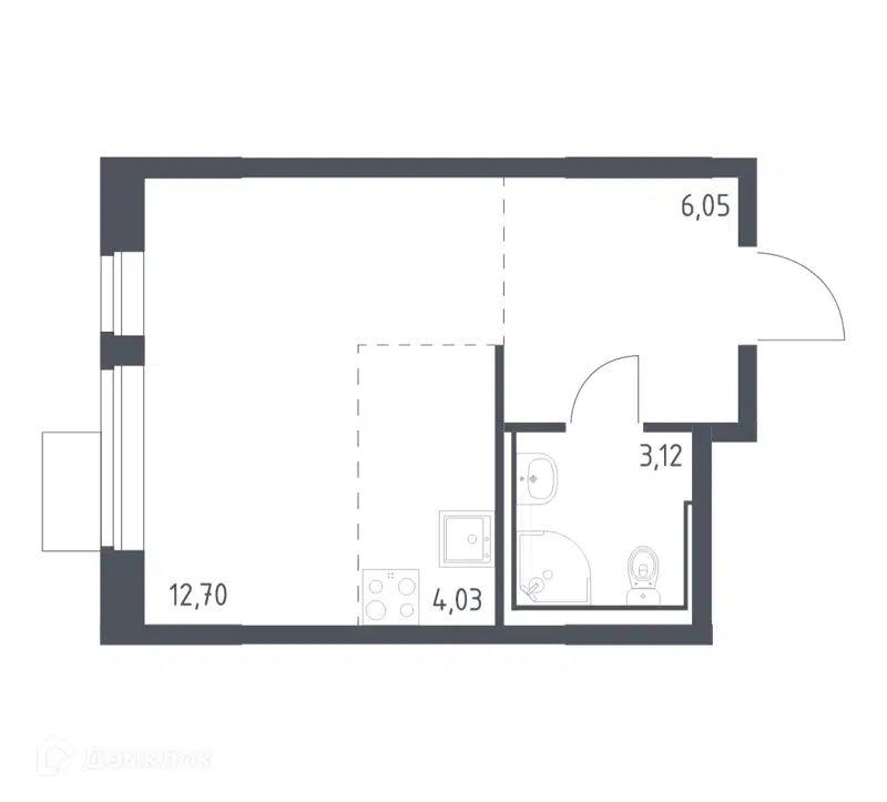 Студия 25.9 м² Молжаниново