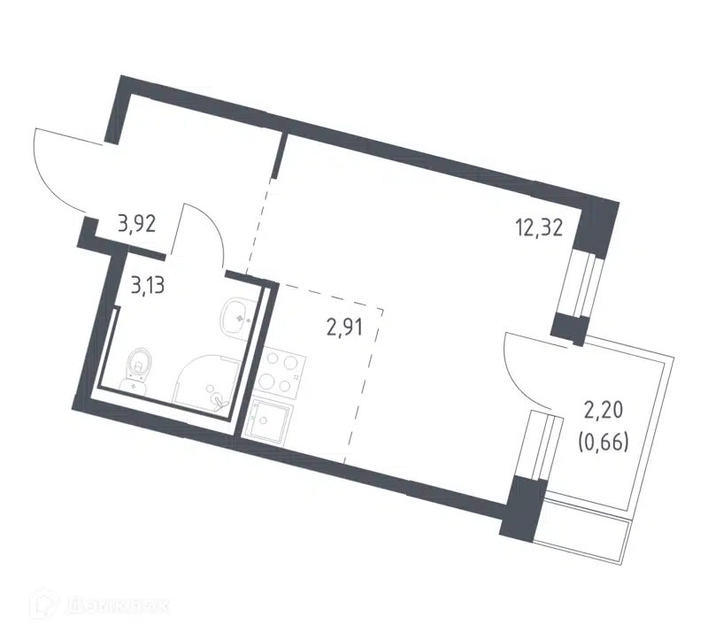 Студия 22.94 м² Молжаниново