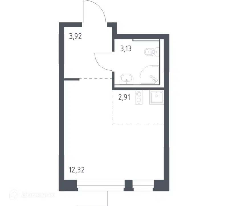 Студия 22.28 м² Молжаниново