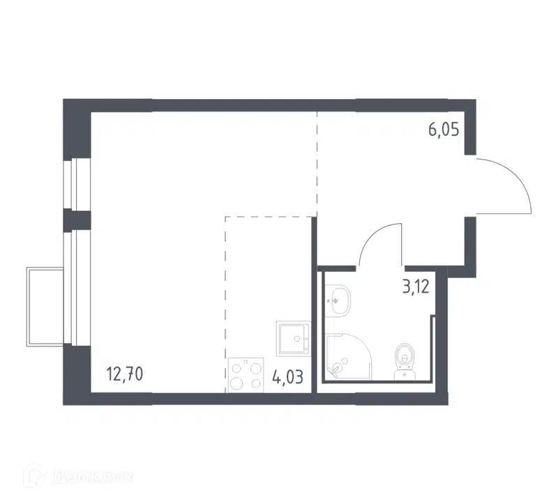 Студия 25.9 м² Молжаниново