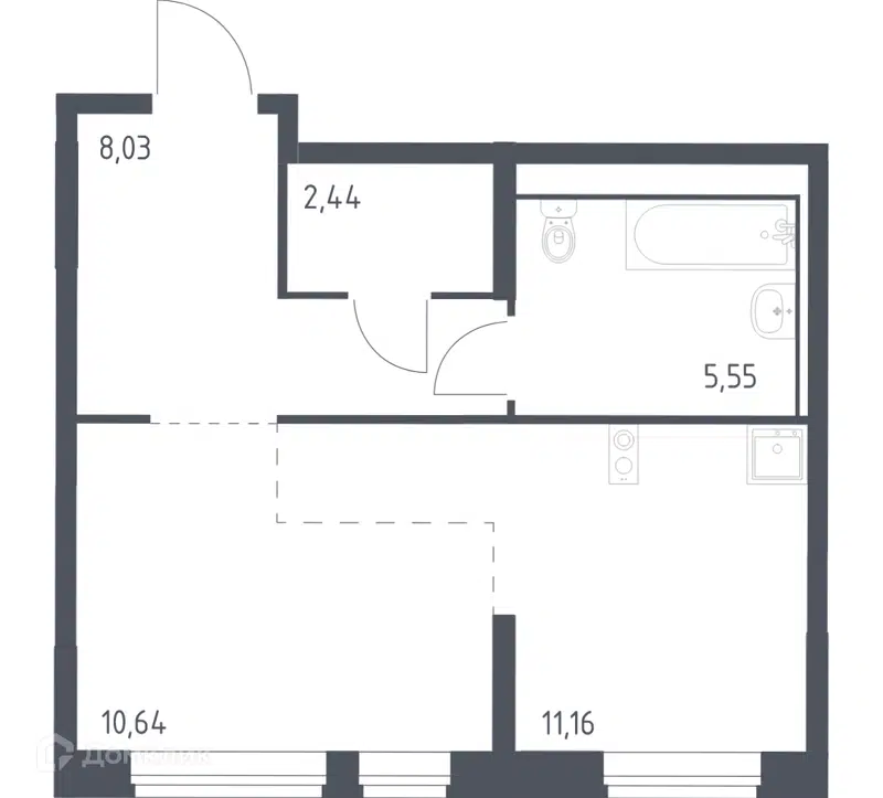 Студия 37.82 м² Молжаниново
