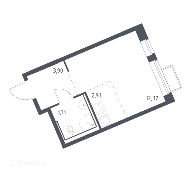 Студия 22.26 м² Молжаниново